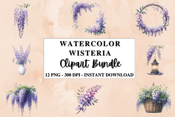 Download Watercolor Wisteria Clipart Bundle - Bundle Collection