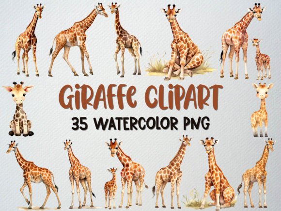 Download Watercolor Giraffe Clipart, 35 PNG - Watercolor giraffe clipart Collection