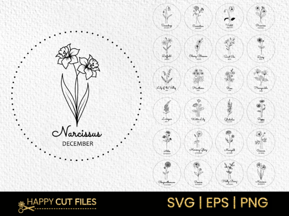 Download Birth Flower Svg Bundle Floral Clipart - Bundle Collection