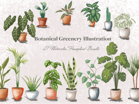 Download Potted Plant Watercolor Clipart Bundle - Bundle Collection