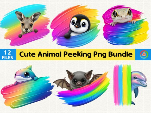 Download Rainbow Splash Cute Animal PNG Bundle - Bundle Collection
