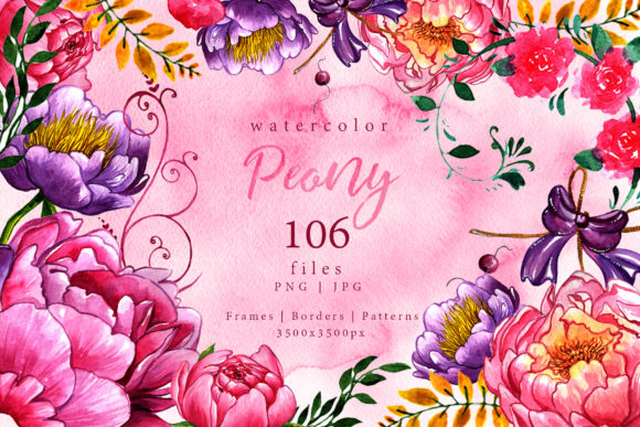 Download Exquisite Peonies Watercolor Flower Set - Watercolor flower set Collection