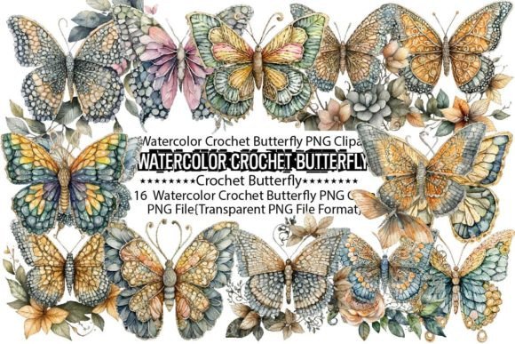 Download Watercolor Crochet Butterfly Sublimation - Sublimation Collection