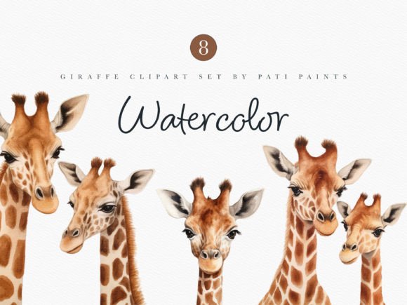 Download Watercolor Giraffe Clipart Nursery Set - Watercolor giraffe clipart Collection