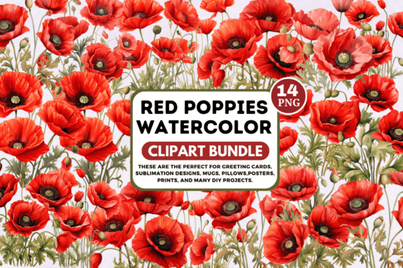 Download Red Poppies Watercolor Sublimation - Sublimation Collection