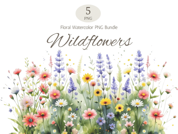 Download Watercolor Wildflower Border Bundle - Bundle Collection