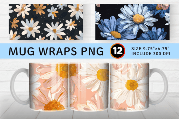 Download Daisy Boho Mug Wrap Sublimation Design - Sublimation Collection
