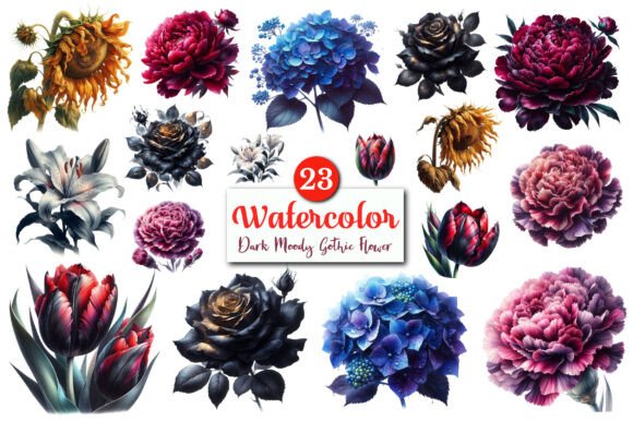 Download Dark Moody Gothic Flower Clipart Bundle. - Bundle Collection