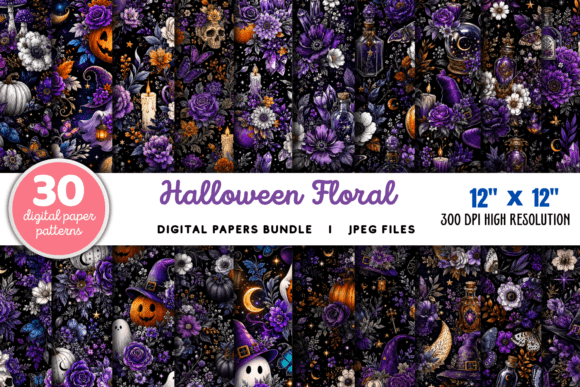 Download Halloween Floral Patterns Bundle - Bundle Collection