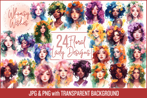 Download Lovely Ladies Floral Watercolor Bundle - Bundle Collection