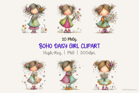 Download Boho Daisy Girl Clipart - Boho daisy Collection