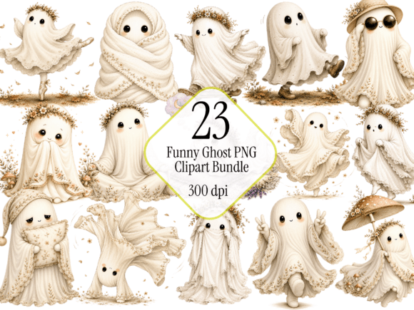 Download Cute Cottagecore Ghost PNG Bundle | Kawa - Bundle Collection