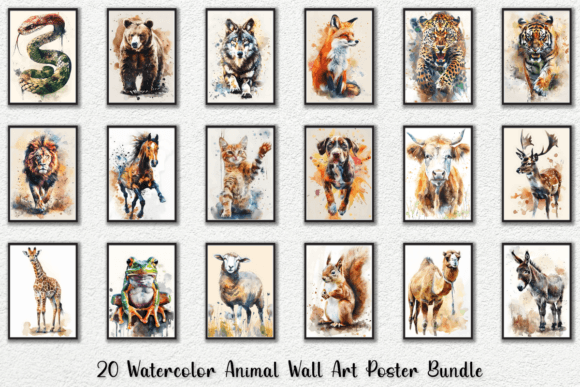 Download Watercolor Animal Wall Art Poster Bundle - Bundle Collection