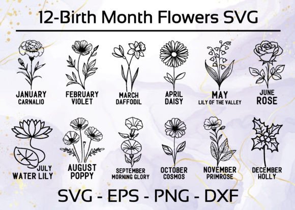 Download Birth Month Flower Svg Bundle Clipart - Bundle Collection