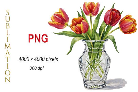 Download Watercolor Tulips, Flower Bouquet PNG - Premium Resources