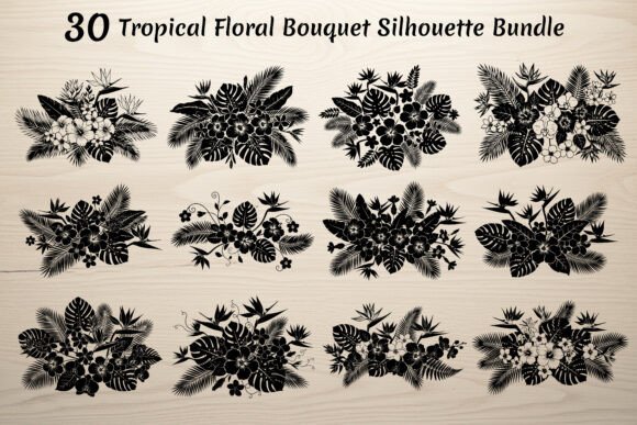 Download Tropical Floral Bouquet SilhouetteBundle - Bundle Collection