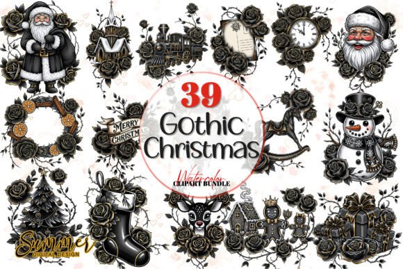 Download Elegant Gothic Christmas Clipart Bundle - Bundle Collection