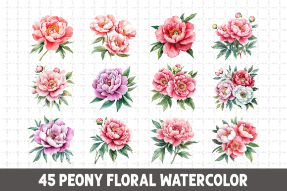 Download Peony Floral Watercolor Clipart Bundle - Bundle Collection