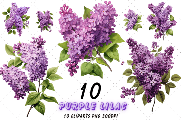 Download Vintage Lilac Cluster Clipart Bundle - Bundle Collection