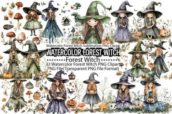 Download Watercolor Forest Witch Sublimation - Sublimation Collection