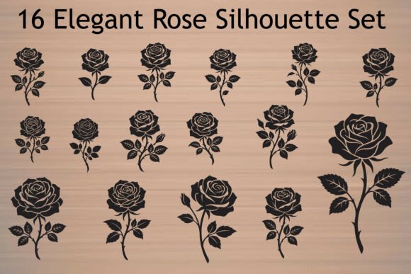 Download 16 Premium Rose Silhouette SVG Bundle - Bundle Collection