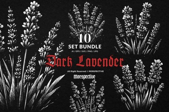 Download 10 Bundle Dark Art Lavender Flower - Bundle Collection
