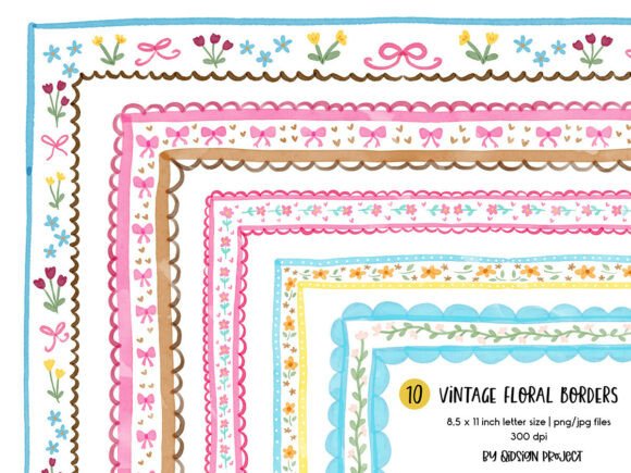 Download Vintage Floral Borders PNG Bundle - Bundle Collection