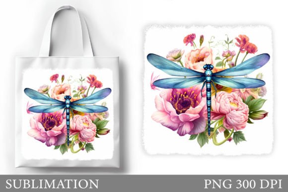 Download Dragonfly Tote Bag Sublimation. Flowers - Sublimation Collection