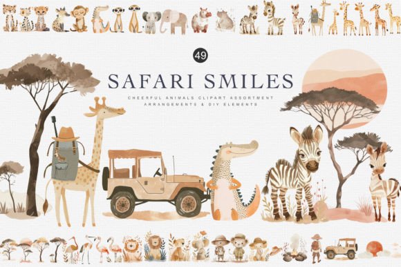 Download Watercolor Safari Animal Clipart Bundle - Bundle Collection