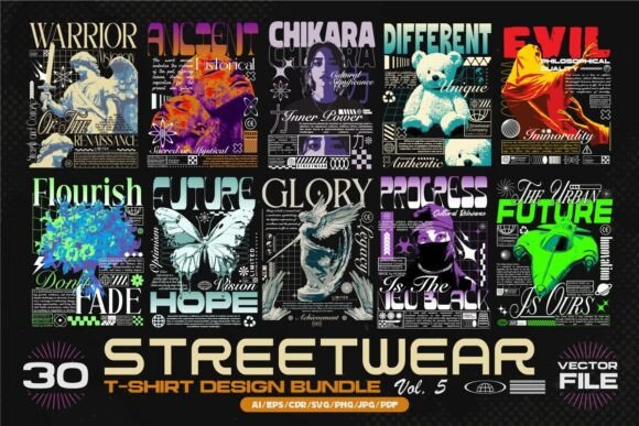 Download Streetwear T-shirt Designs Bundle Vol.5 - Bundle Collection