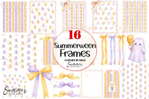 Download Summerween Ghost Ice Cream Stripe Bundle - Bundle Collection