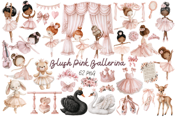 Download Blush Pink Ballerina Clipart Bundle - Bundle Collection
