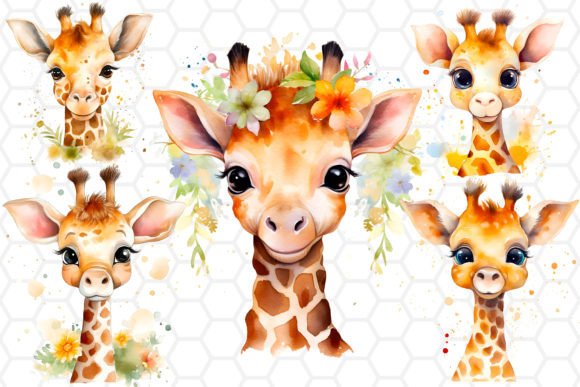 Download Watercolor Giraffe Clipart Bundle PNG - Bundle Collection