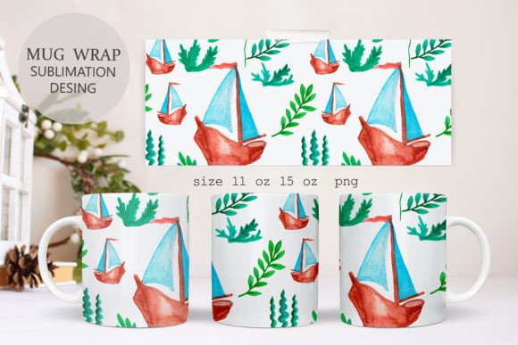 Download Mug Wrap Design Sublimation Sailboat. - Sublimation Collection