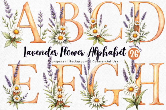 Download Lavender Flower Alphabet PNG Bundle - Bundle Collection