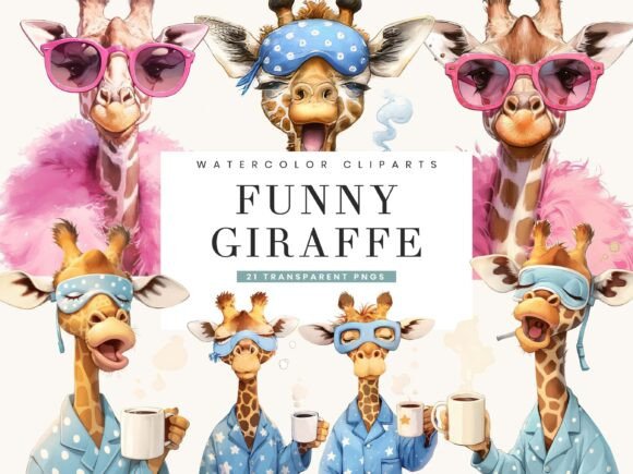 Download Watercolor Funny Giraffe Clipart Bundle - Bundle Collection