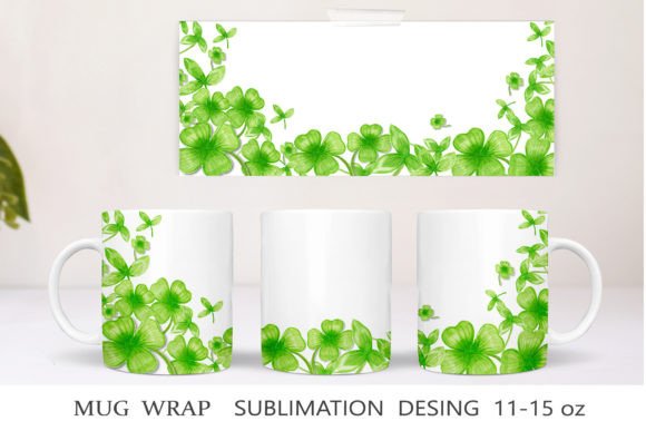 Download Green Clover Mug Wraps Sublimation - Sublimation Collection