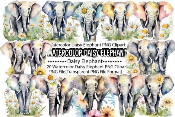 Download Watercolor Daisy Elephant Sublimation - Sublimation Collection