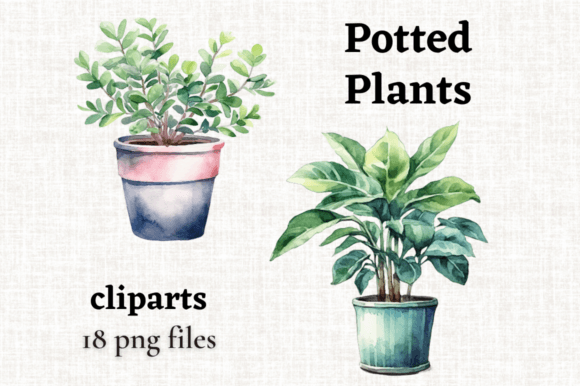 Download Watercolor Potted Plant Clipart Bundle - Bundle Collection