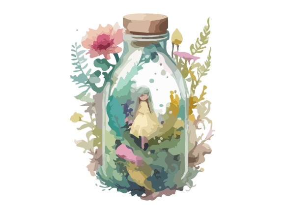 Download Fairy in Bottle Sublimation Flowers SVG - Sublimation Collection