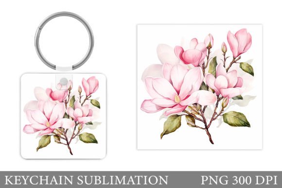 Download Magnolia Keychain Sublimation. Flowers K - Sublimation Collection