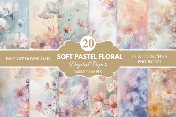 Download Soft Pastel Floral Digital Paper Bundle - Bundle Collection