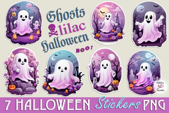 Download Halloween Sticker Lilac Ghost PNG Bundle - Bundle Collection