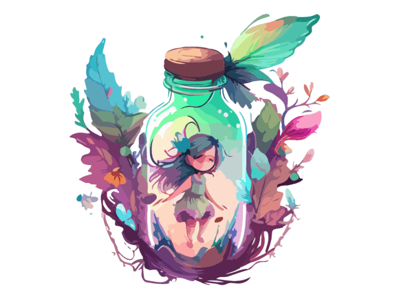 Download Fairy in Bottle Sublimation Flowers SVG - Sublimation Collection