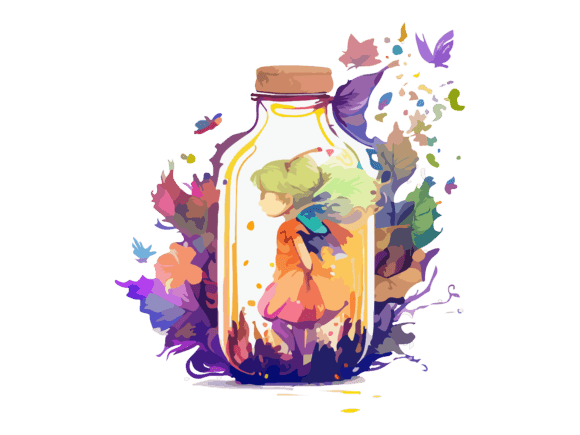 Download Fairy in Bottle Sublimation Flowers SVG - Sublimation Collection